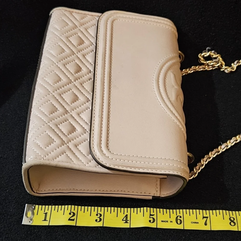 Tory Burch Elegant Fleming Blush Pink Quilted Shoulder Bag